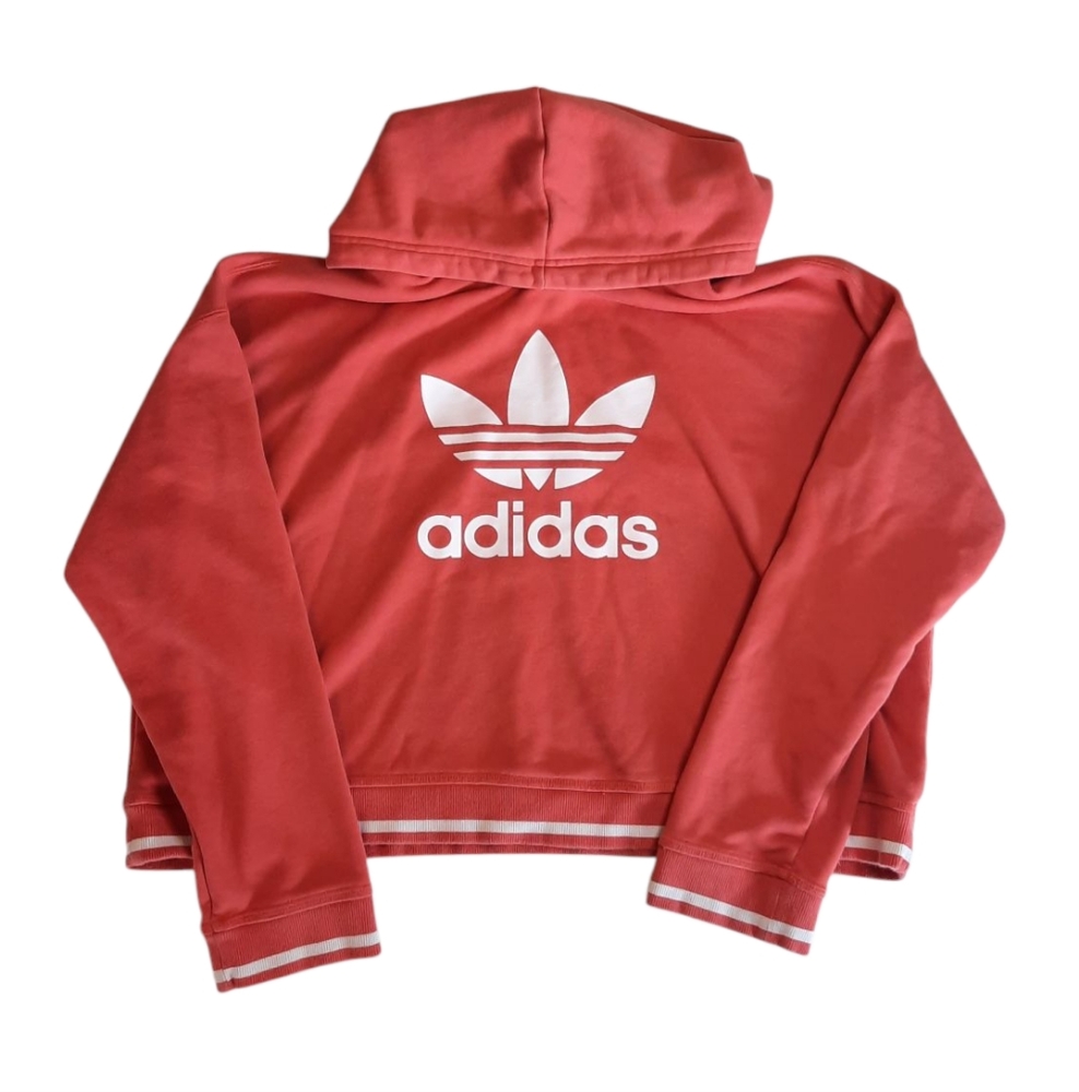 Adidas Coral Cropped Hoodie Sweatshirt